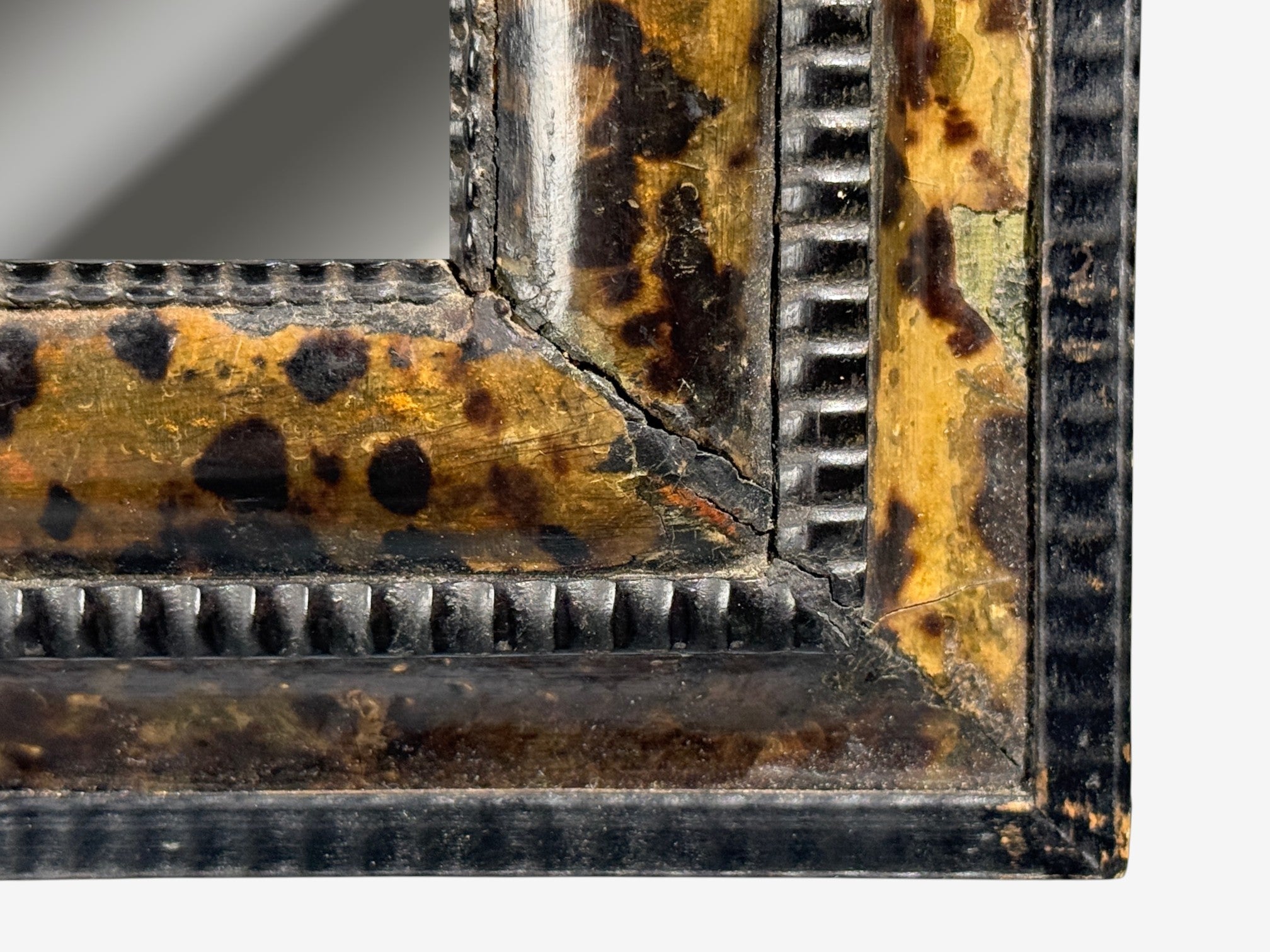 Dutch Ripple Frame, Mirror or Picture Frame, Tortoise, Ebonized Wood, 18th c.