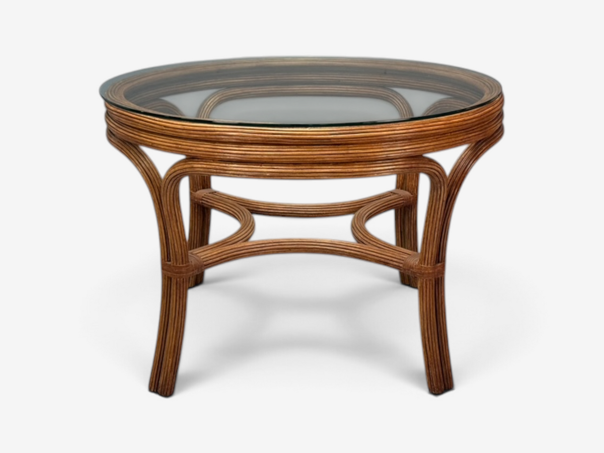 Henry Link, Dining Table and Four Chairs, Bamboo, Fabric, Philippines, 1980s