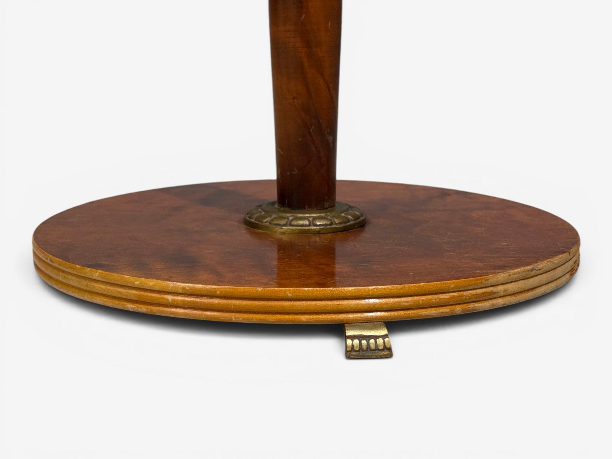 Swedish Art Deco, Floor Lamp, Burl, Brass, Sweden, 1940s