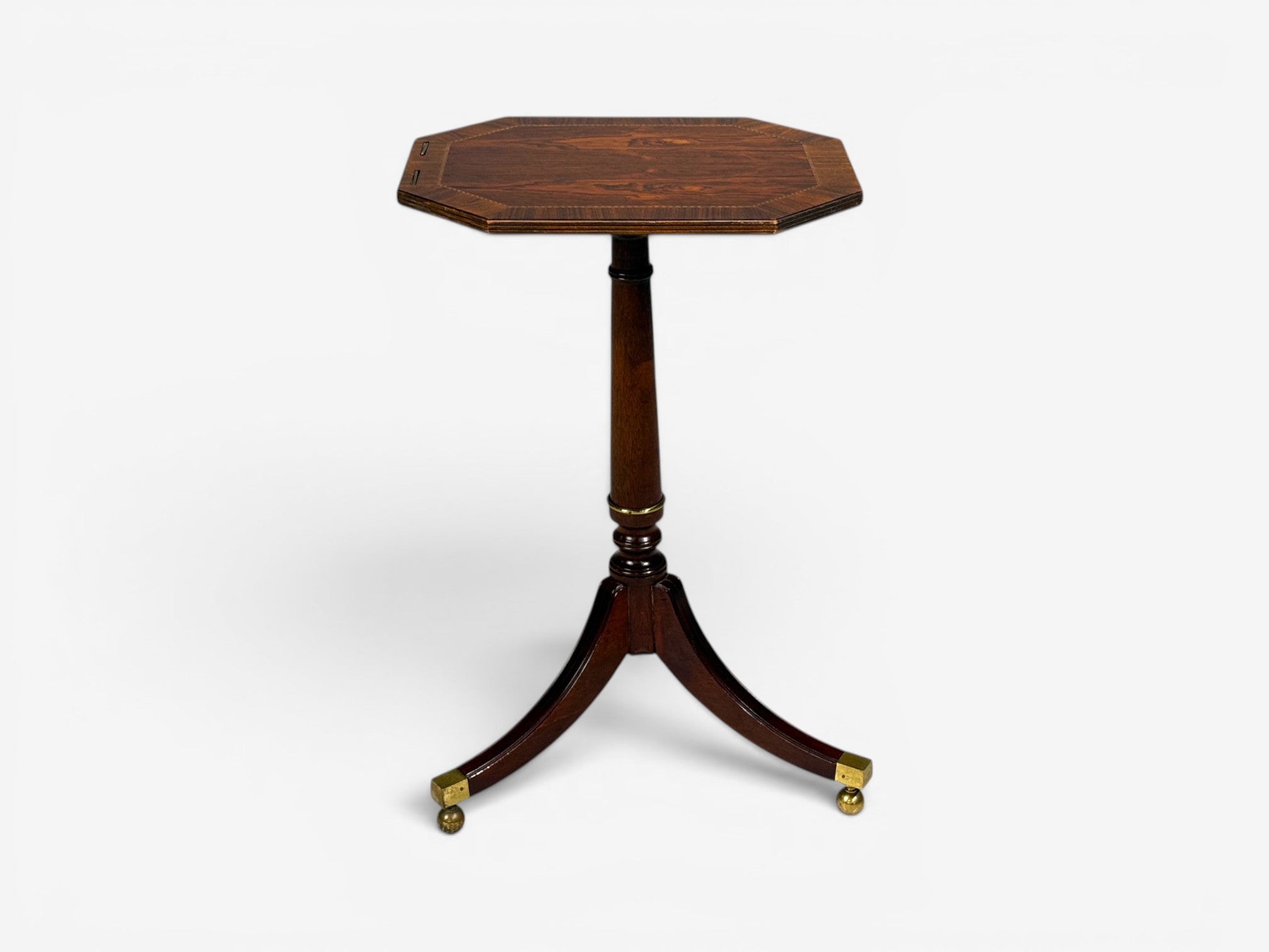 Baker Furniture, Tilt-Top End Table, Mahogany, Rosewood, Brass, USA, 1970s