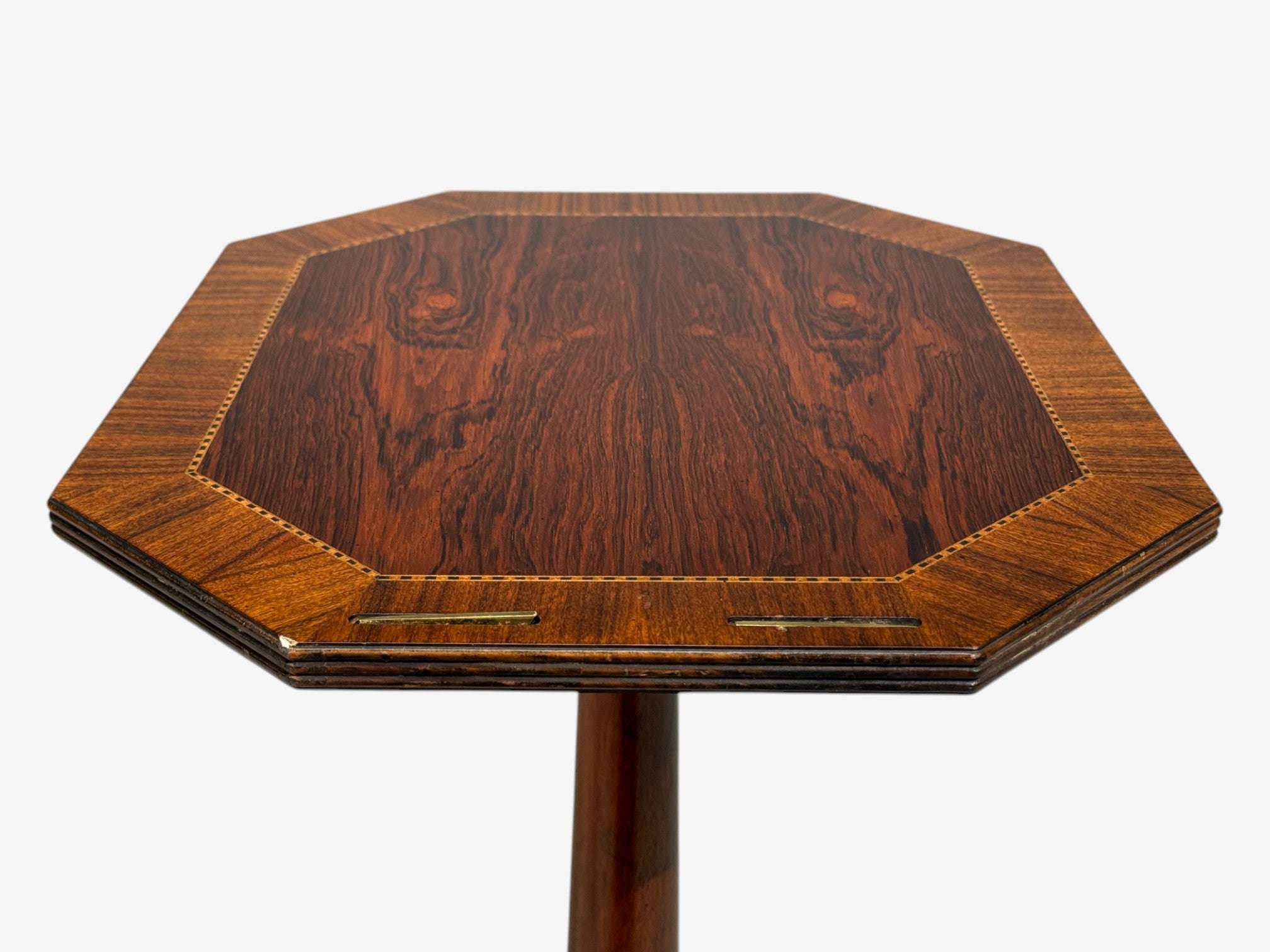 Baker Furniture, Tilt-Top End Table, Mahogany, Rosewood, Brass, USA, 1970s