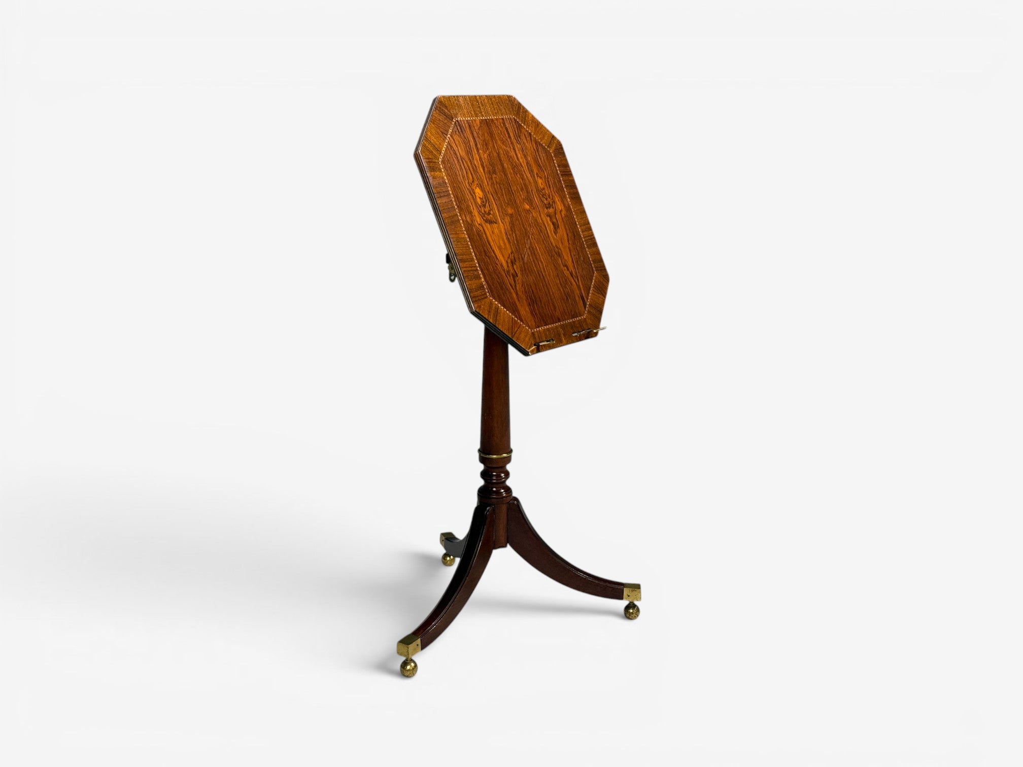 Baker Furniture, Tilt-Top End Table, Mahogany, Rosewood, Brass, USA, 1970s