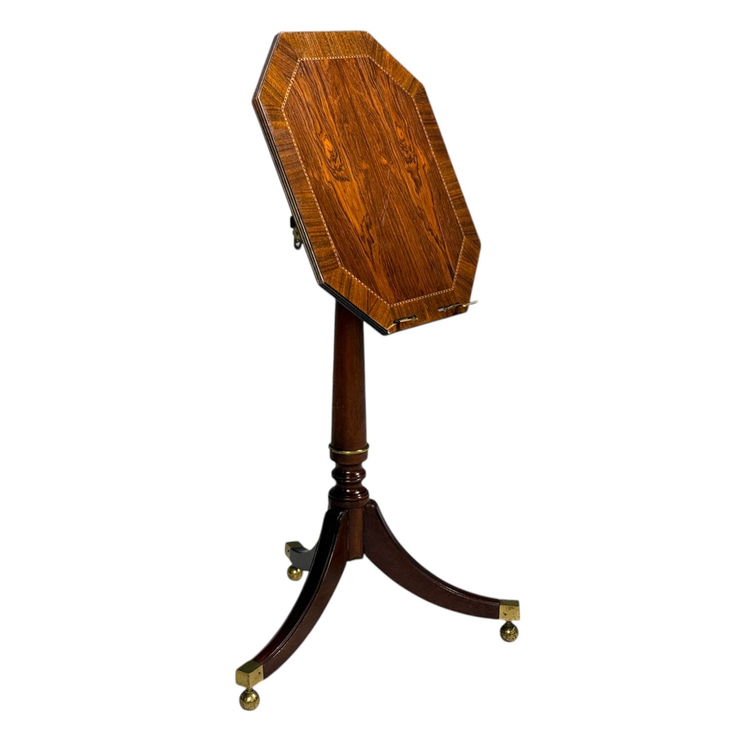 Baker Furniture, Tilt-Top End Table, Mahogany, Rosewood, Brass, USA, 1970s