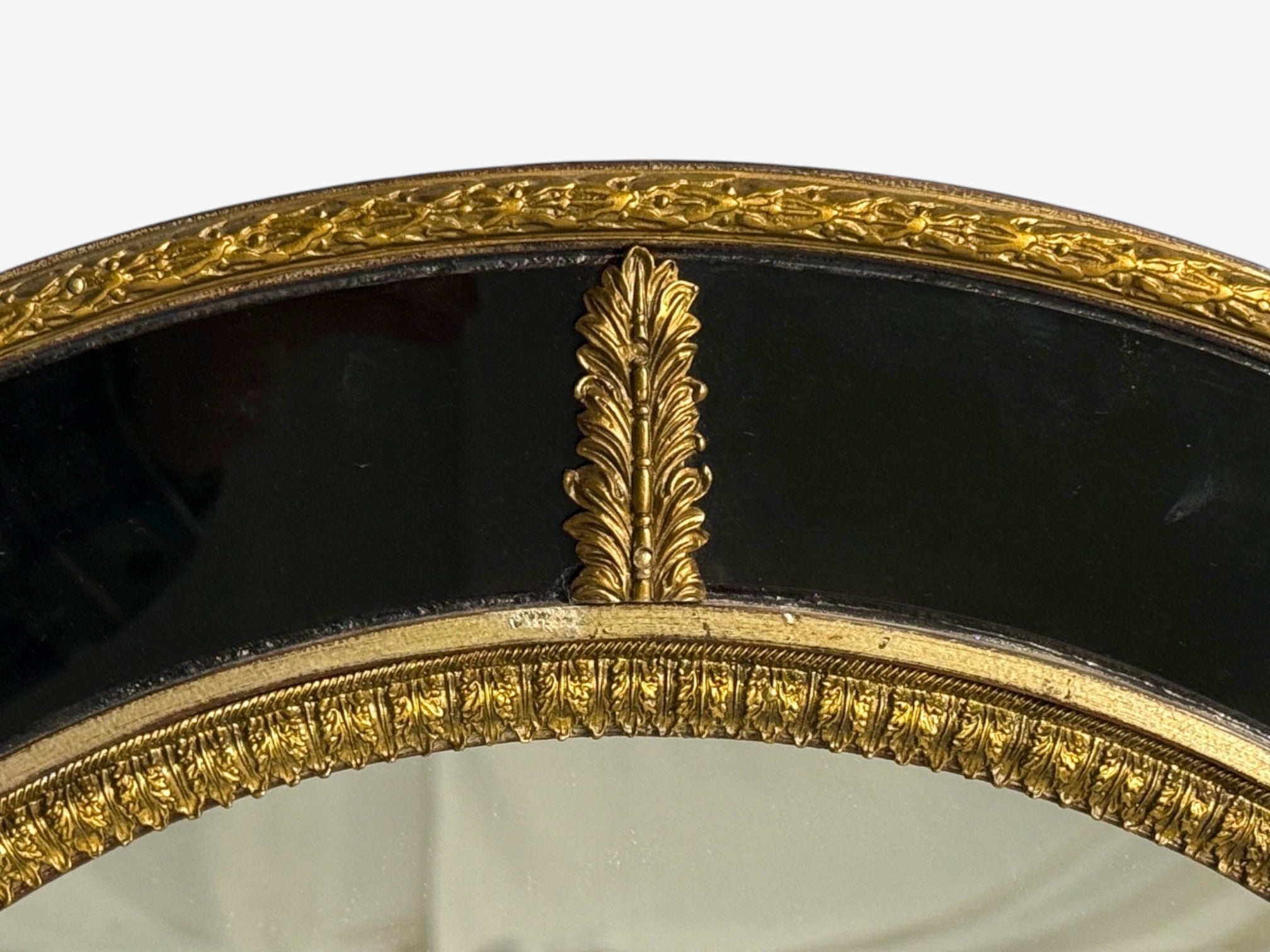 Theodore Alexander, Queene Anne Style, Wall Mirror, Black Glass, Gilt Metal