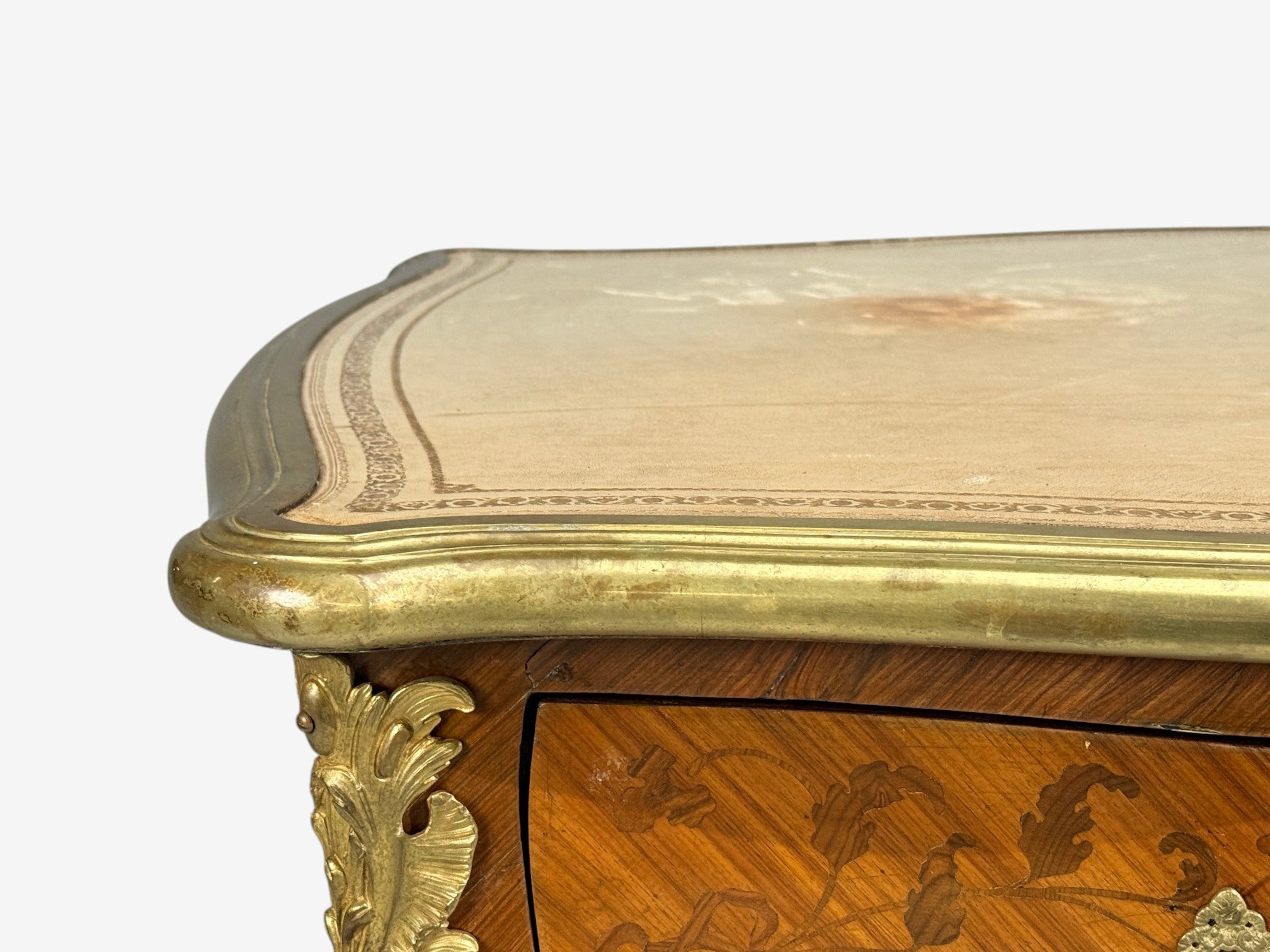 Louis XV Style, Executive Desk, Marquetry, Leather, Bronze, France, 19th/20th c.