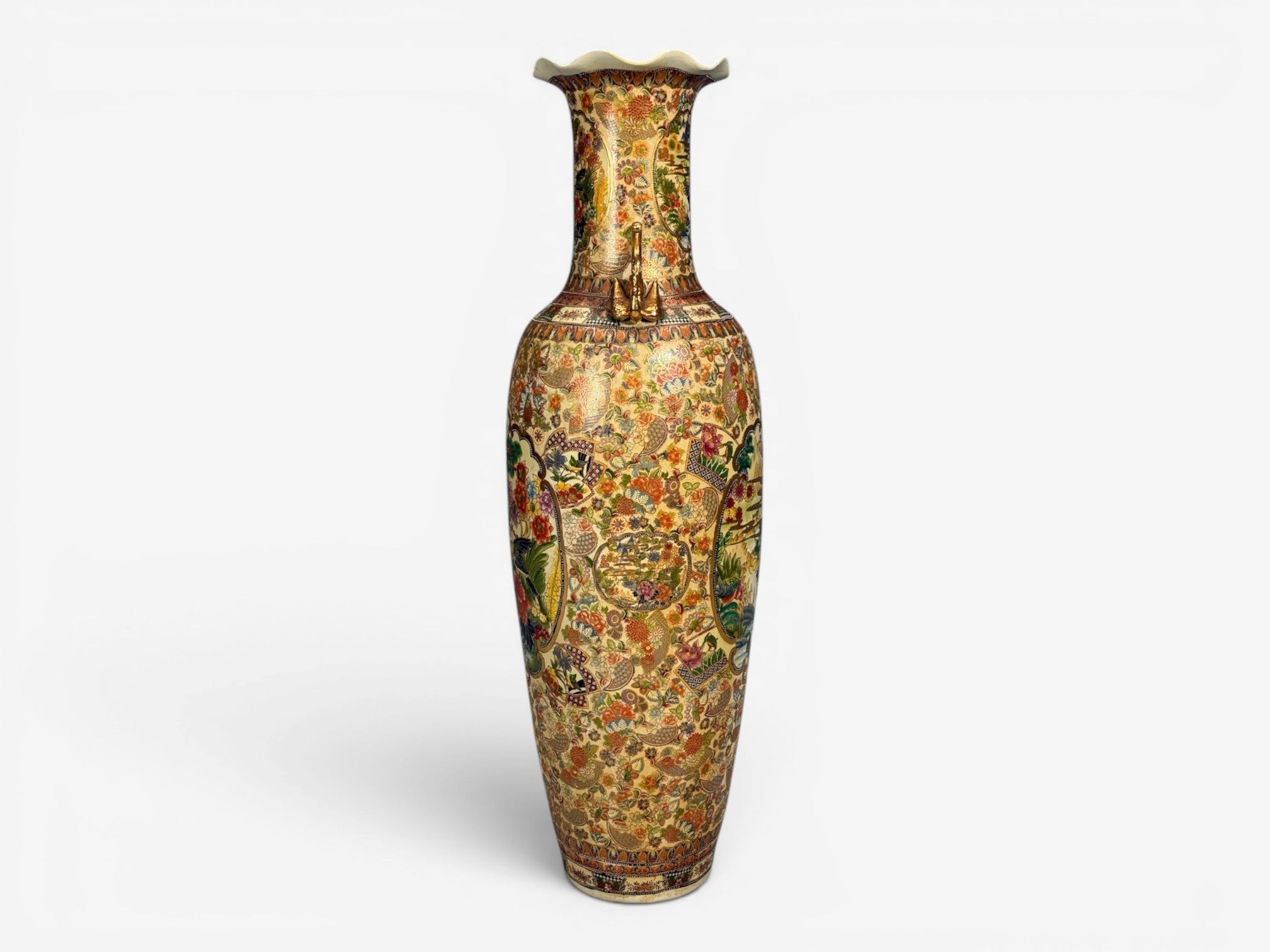 Chinese Rose Medallion, Monumental Floor Vase, Porcelain, Gilt, China, 20th c.