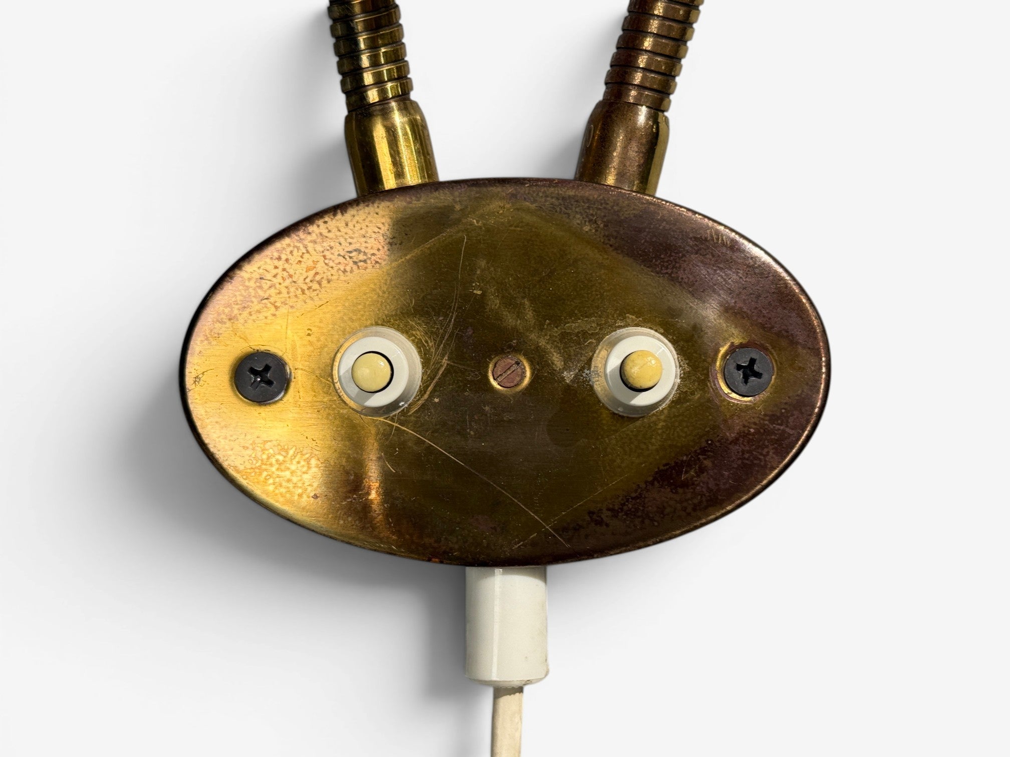 Swedish Modern, Adjustable Wall Light, Brass, Lacquered Metal, Sweden, 1950s