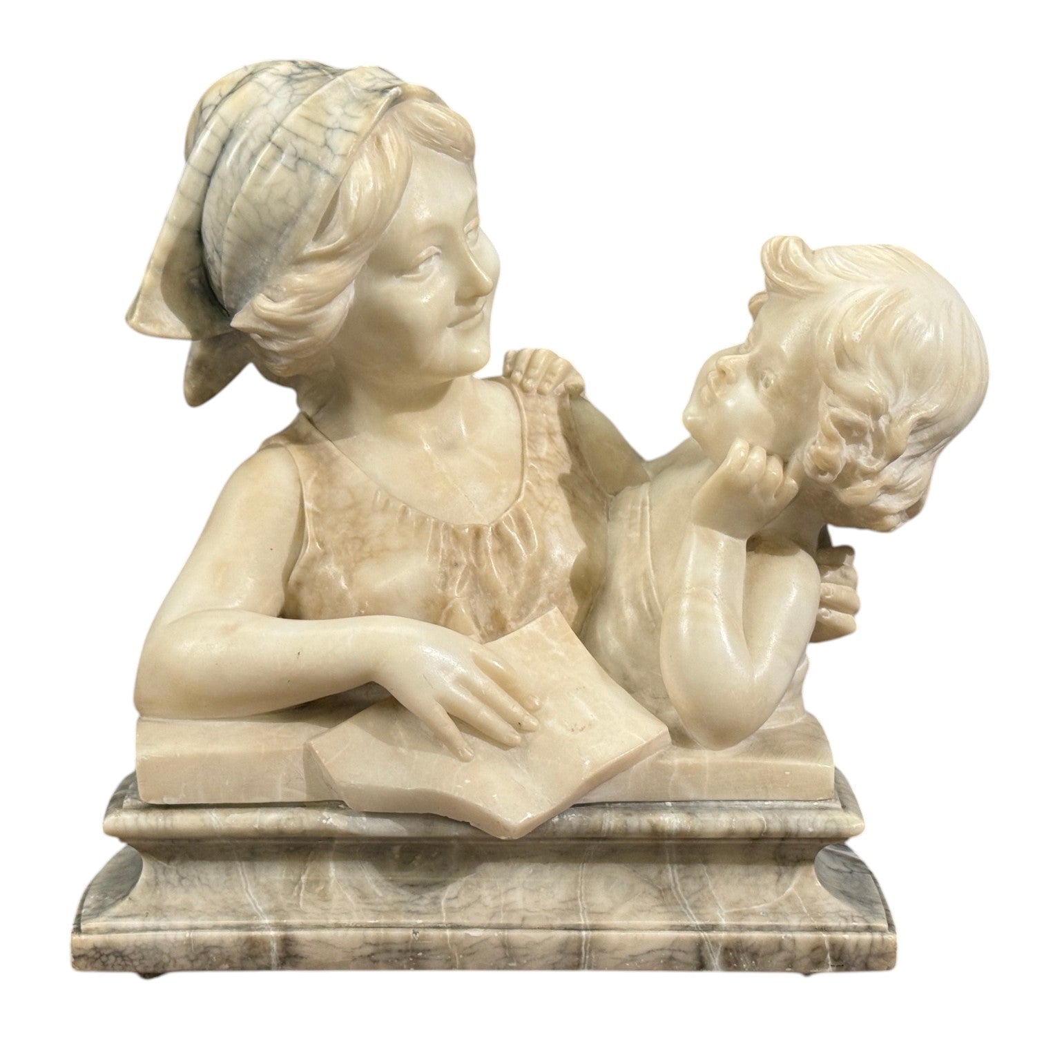Neoclassical, Marble Statue, Mother and Daughter, France, 1910s