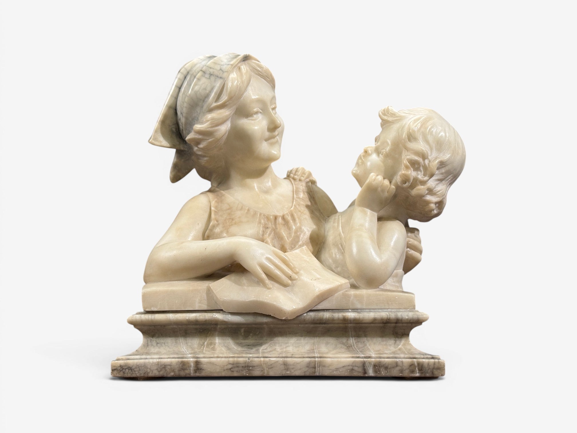 Neoclassical, Marble Statue, Mother and Daughter, France, 1910s