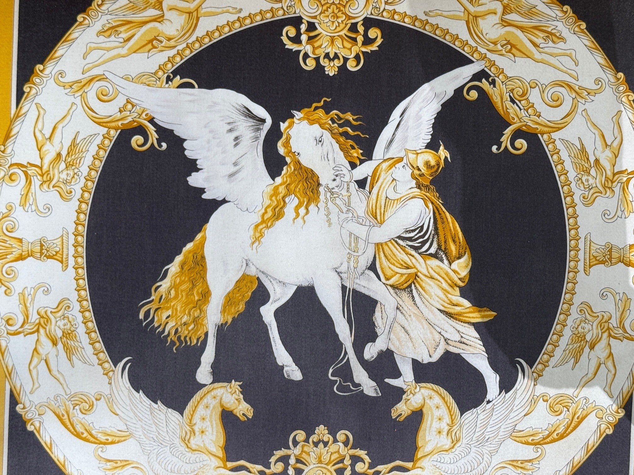 Louis XVI, French Arm Chair, Versace Fabric, Giltwood, France, 1960s