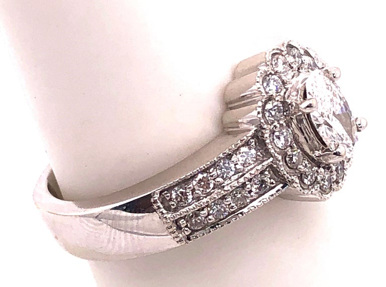 14 Karat White Gold Contemporary Ring with Diamonds Engagement 1.00 Total Diamond Weight