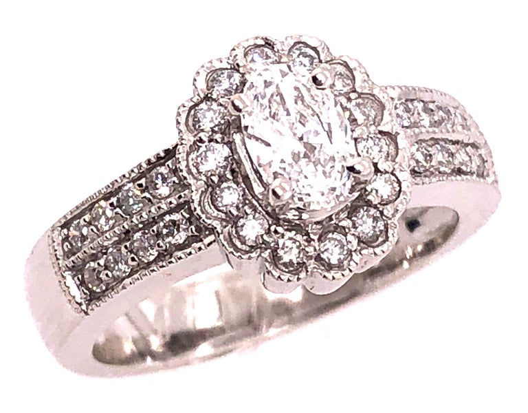 14 Karat White Gold Contemporary Ring with Diamonds Engagement 1.00 Total Diamond Weight