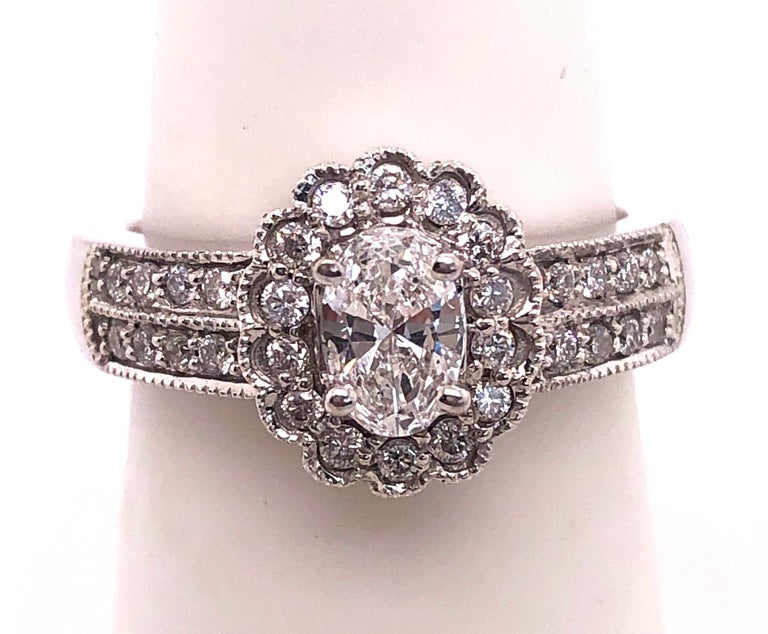 14 Karat White Gold Contemporary Ring with Diamonds Engagement 1.00 Total Diamond Weight