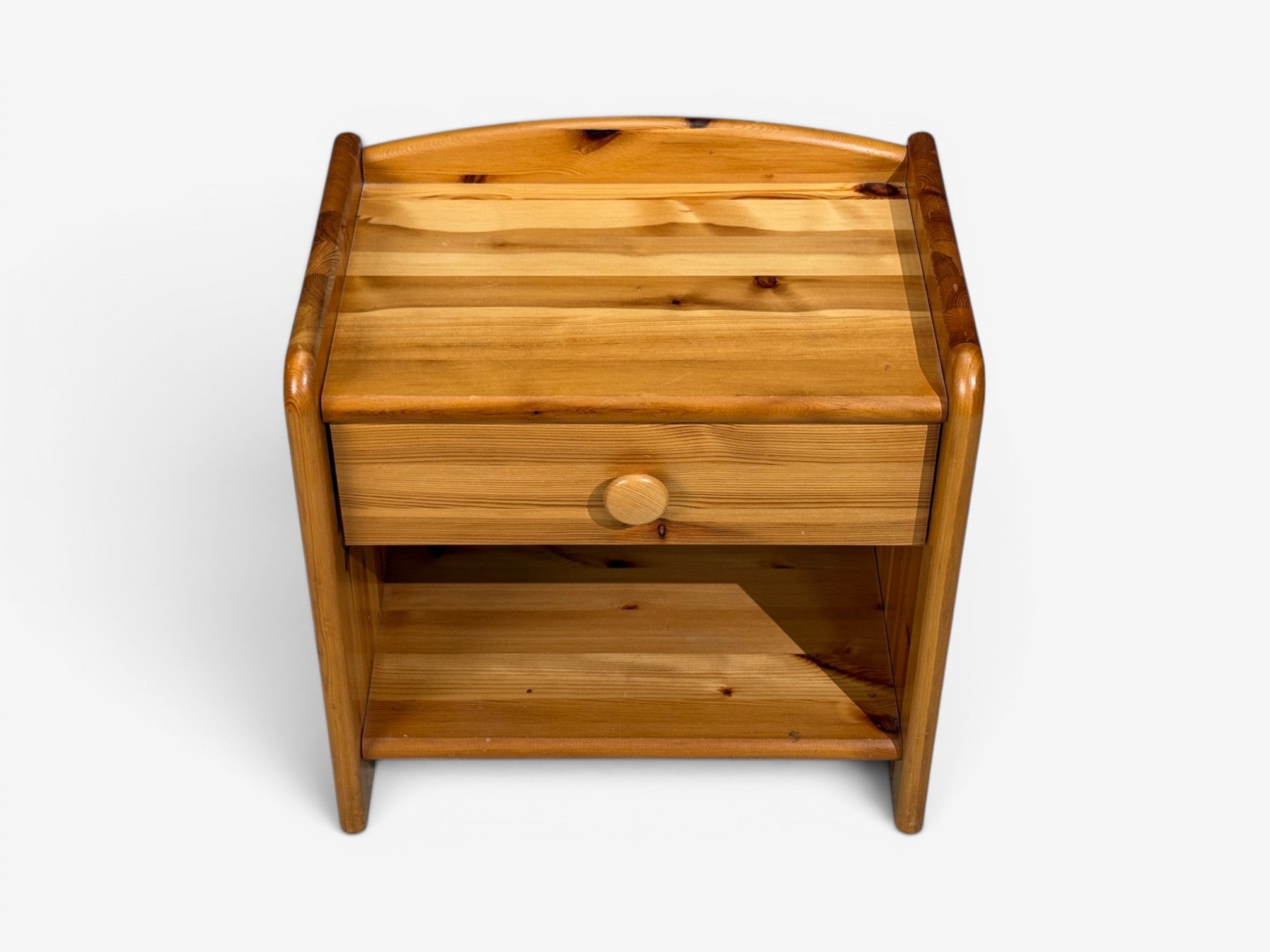 Swedish Modern, Bedside Tables, Knotty Pine, Sweden, 1960s