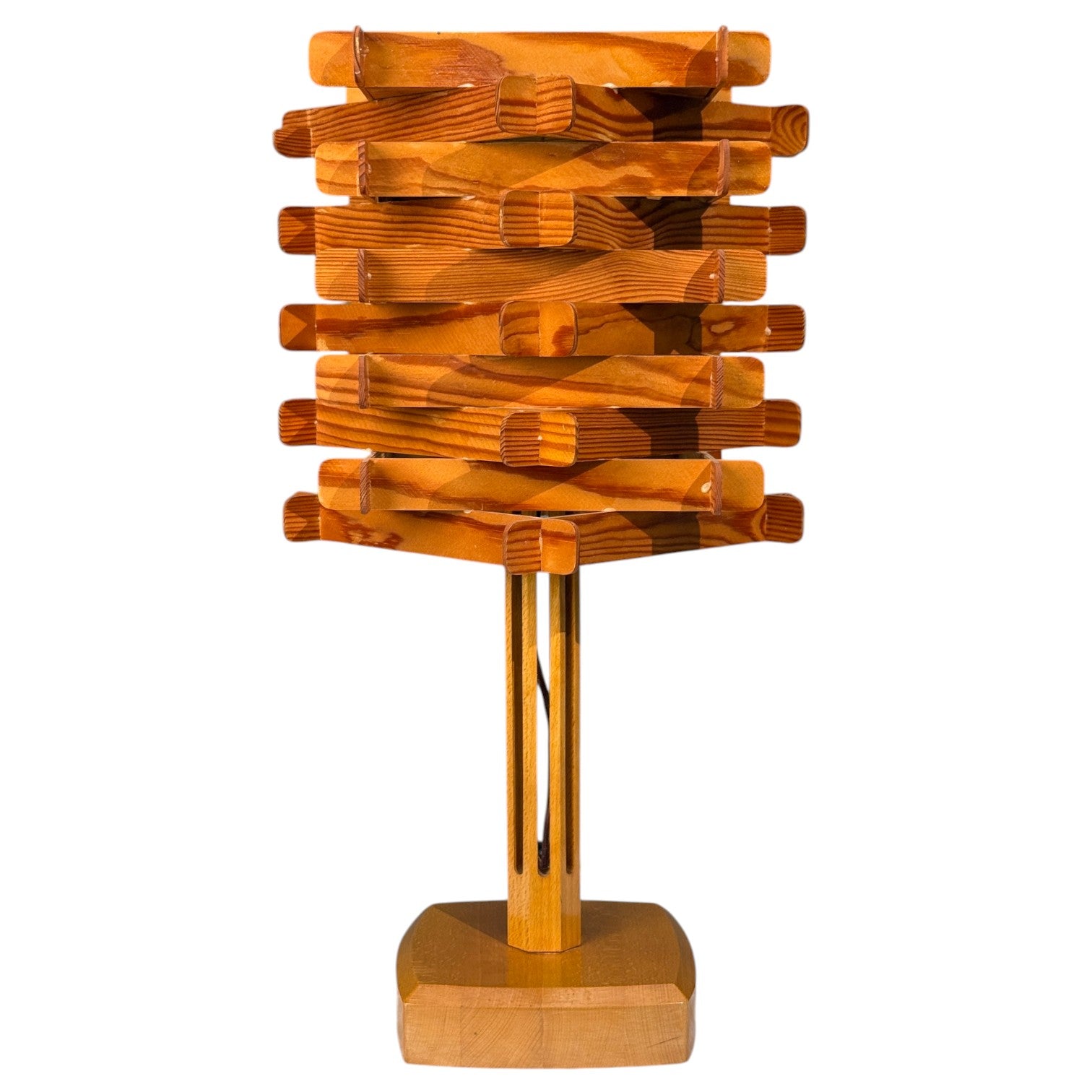 Swedish Modern, Large Table Lamp, Lacquered Pine, Sweden, 1970s