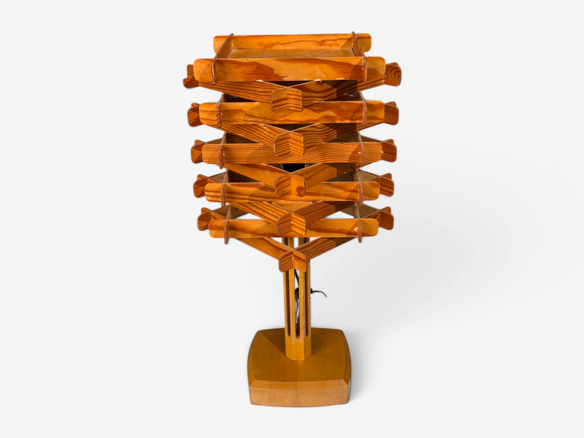 Swedish Modern, Large Table Lamp, Lacquered Pine, Sweden, 1970s
