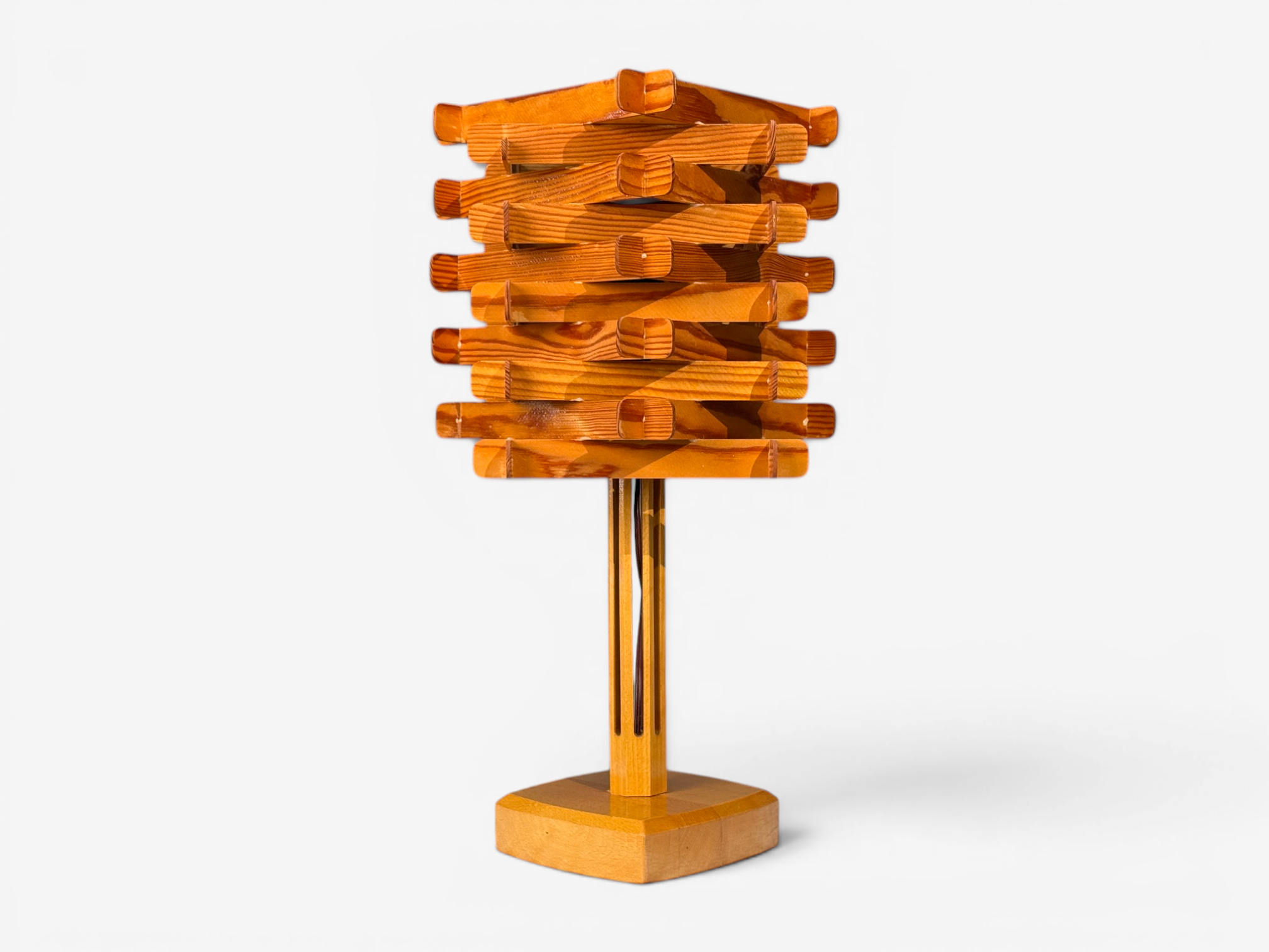 Swedish Modern, Large Table Lamp, Lacquered Pine, Sweden, 1970s