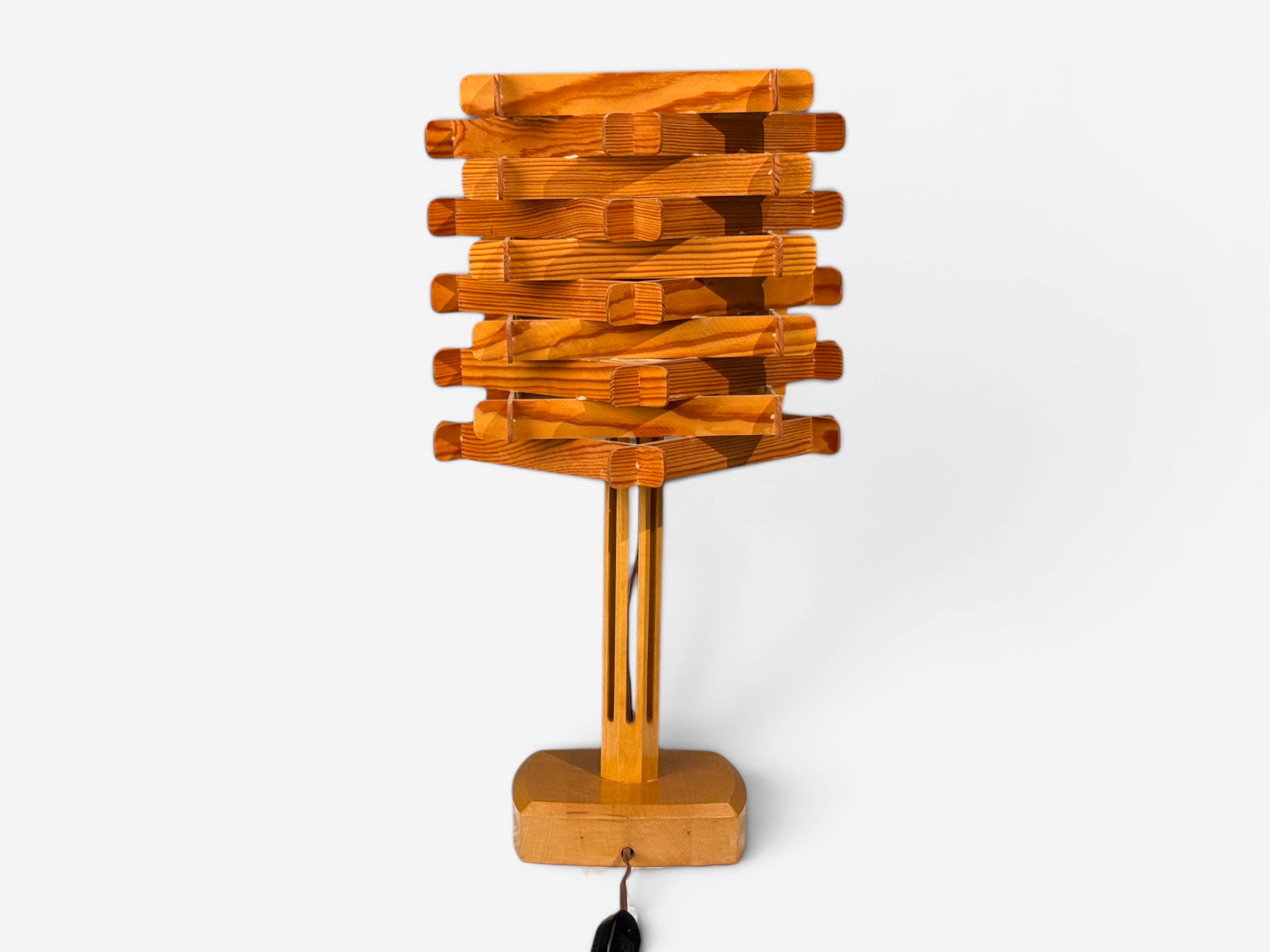 Swedish Modern, Large Table Lamp, Lacquered Pine, Sweden, 1970s