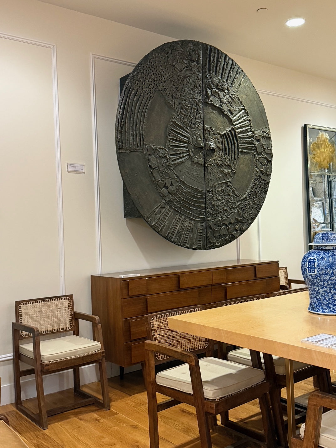 Paul Evans Disc Bar, Brutalist, Sculpted Bronze, Signed and Dated, Six Feet Dia.