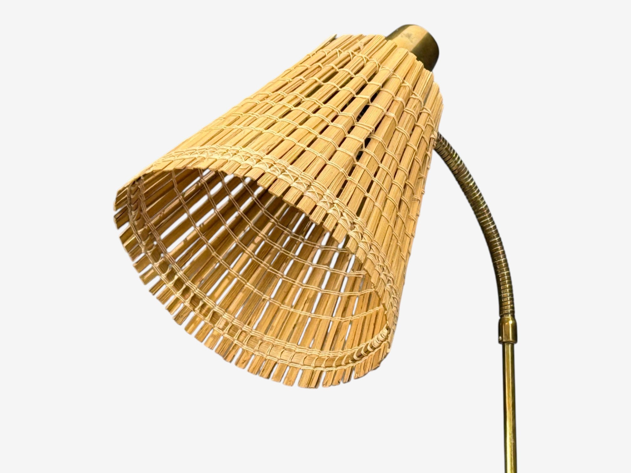Falkenbergs Belysning, Adjustable Floor Lamp, Brass, Bamboo, Sweden, 1960s