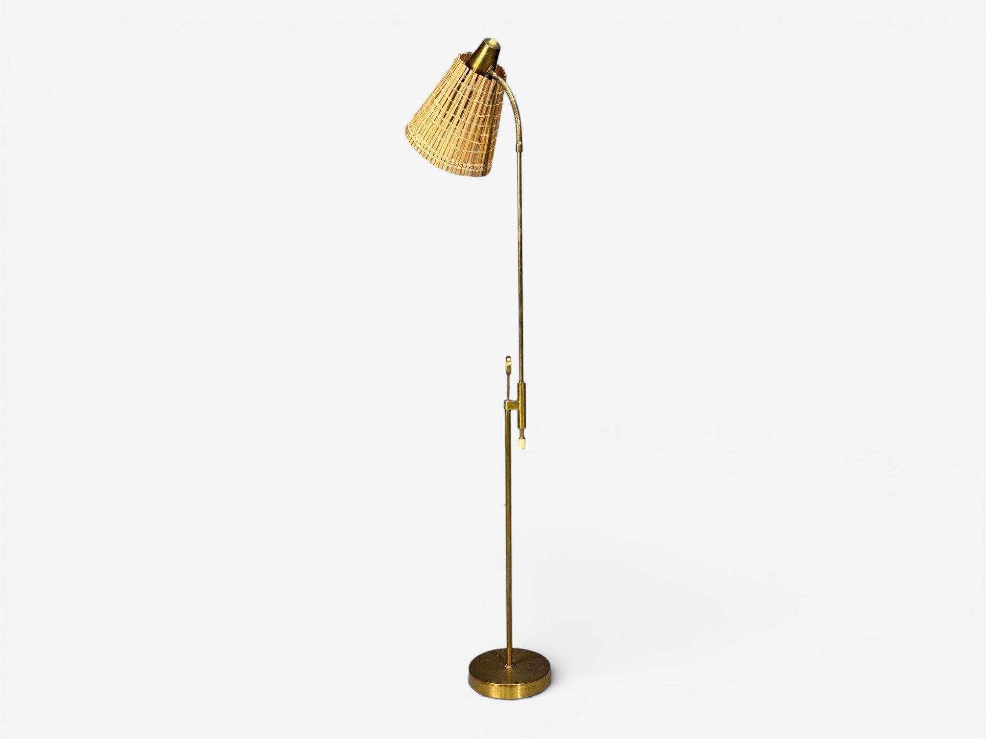 Falkenbergs Belysning, Adjustable Floor Lamp, Brass, Bamboo, Sweden, 1960s