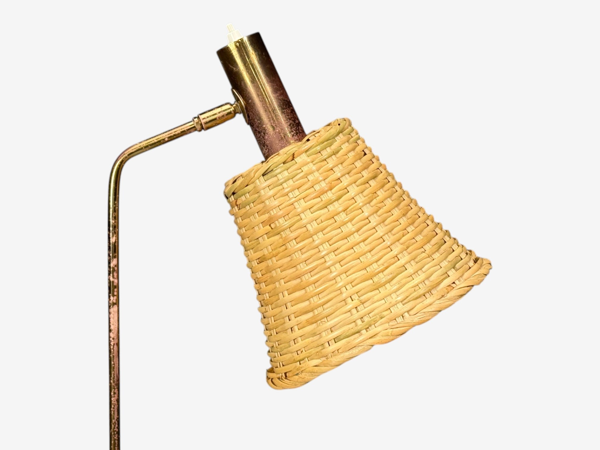 Bergboms, Swedish Modern, Floor Lamp, Brass, Cane, Sweden, 1960s