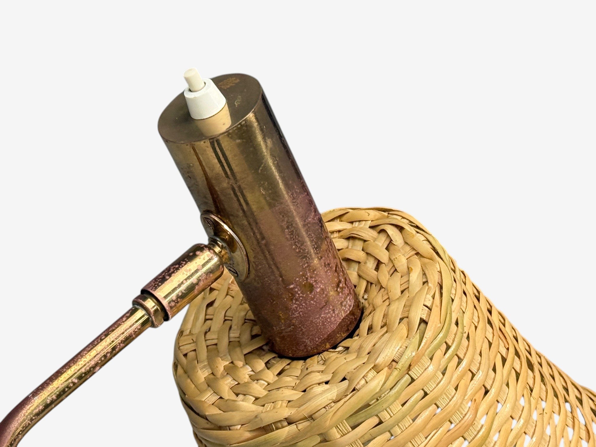 Bergboms, Swedish Modern, Floor Lamp, Brass, Cane, Sweden, 1960s
