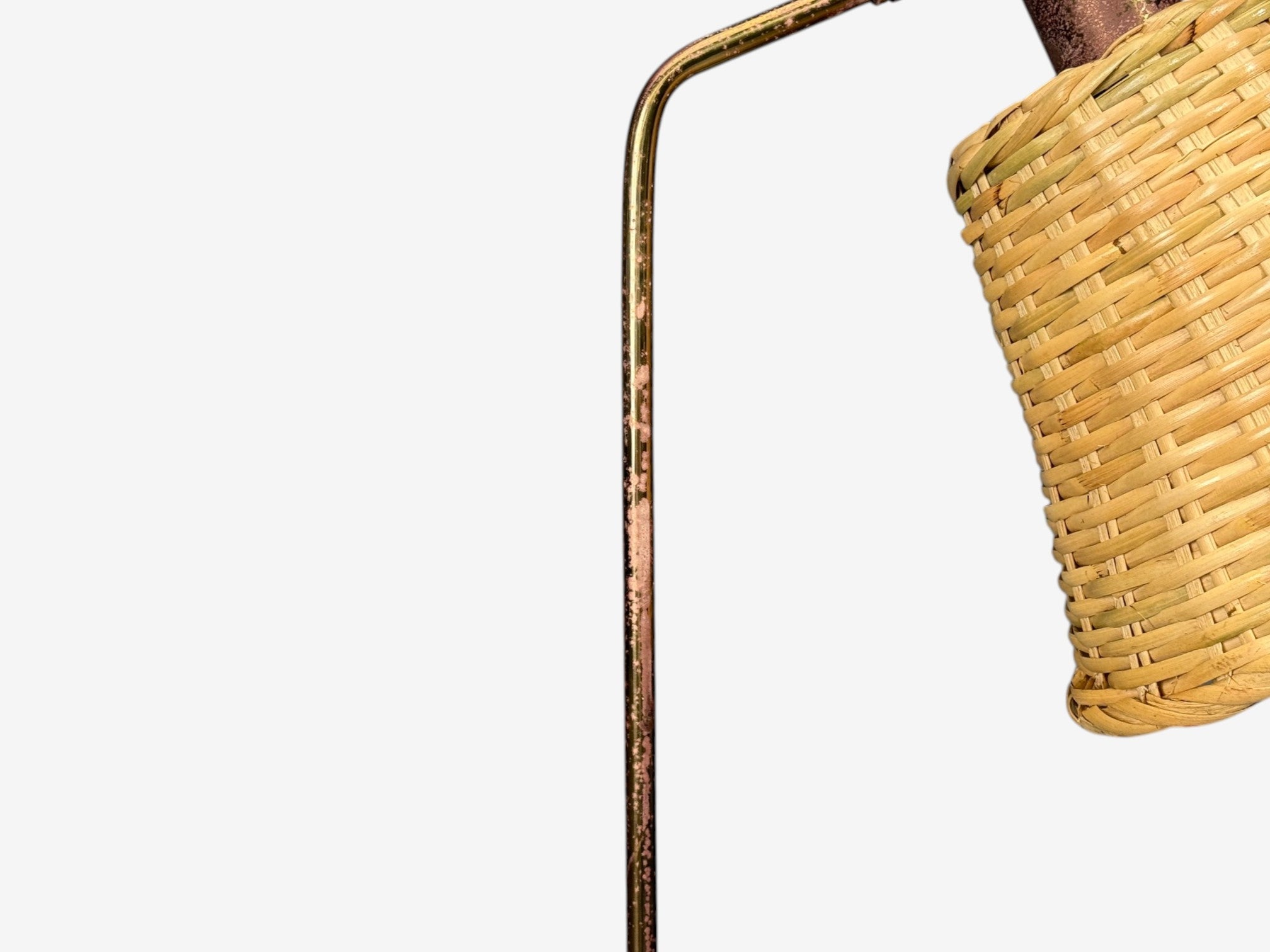 Bergboms, Swedish Modern, Floor Lamp, Brass, Cane, Sweden, 1960s