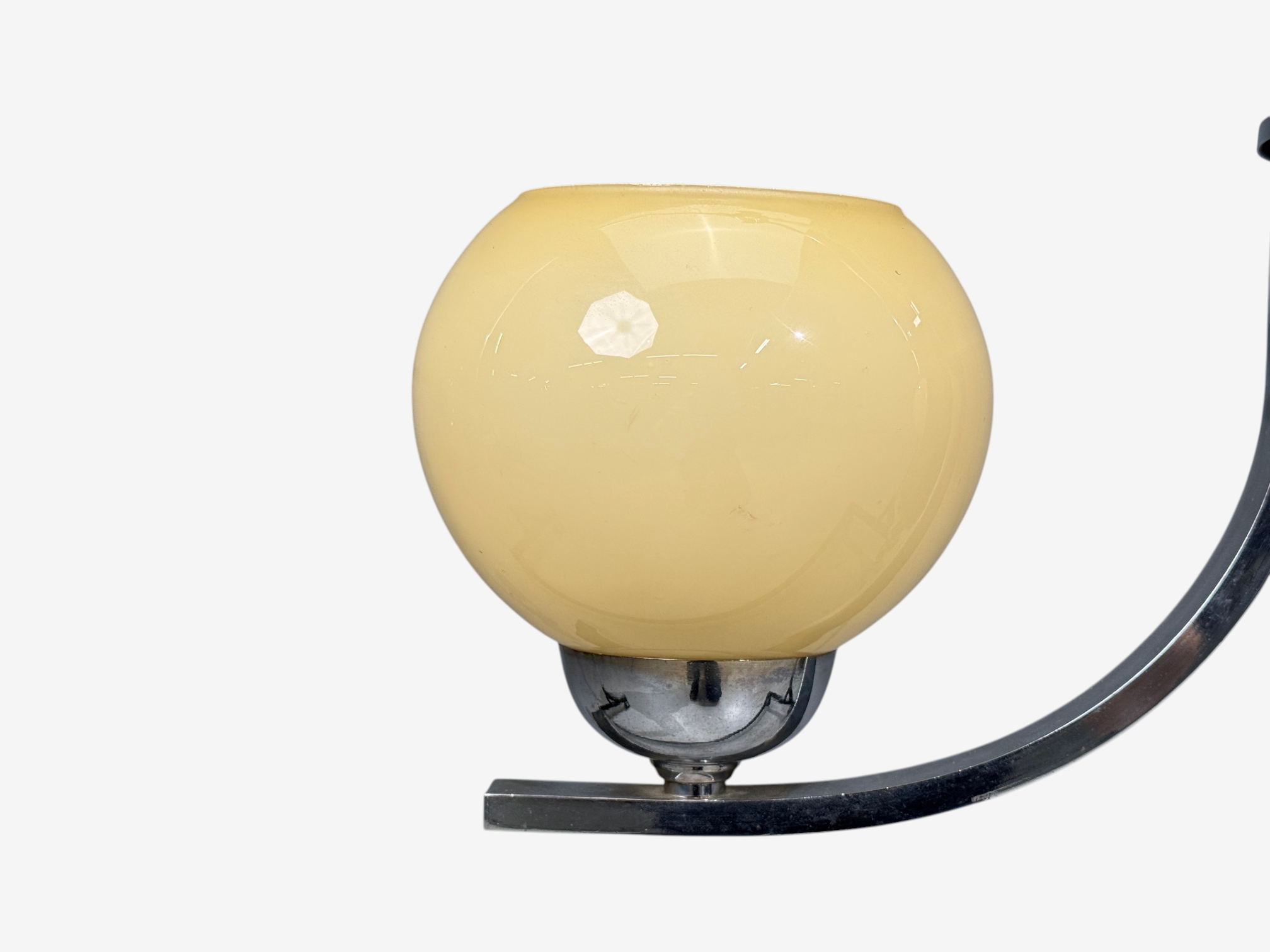 Swedish Art Deco, Pendant Light, Burl, Cord, Glass, Chrome, Sweden, 1930s
