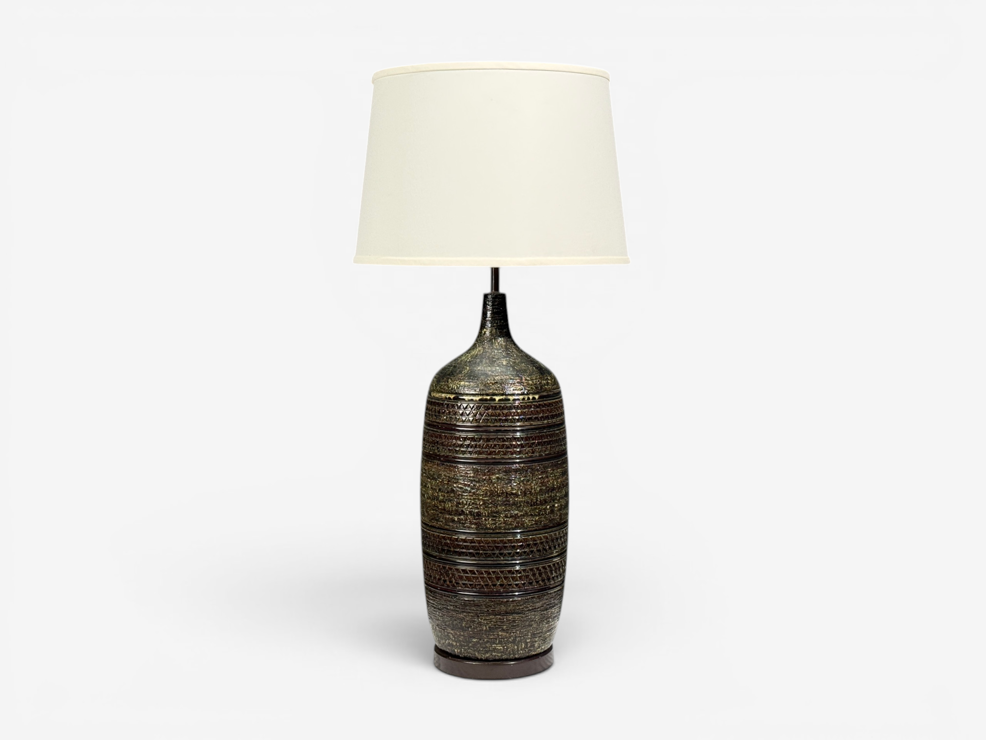 Bitossi attr., Monumental Table Lamp, Green Glazed Ceramic, Italy, 1960s