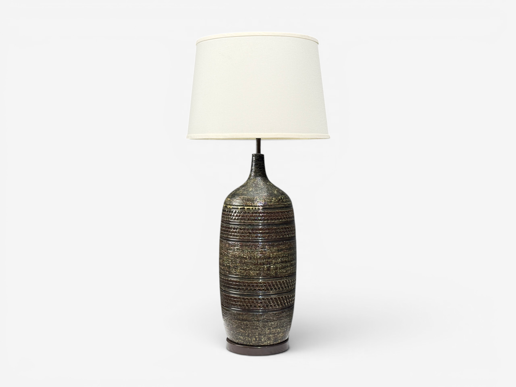 Bitossi attr., Monumental Table Lamp, Green Glazed Ceramic, Italy, 1960s