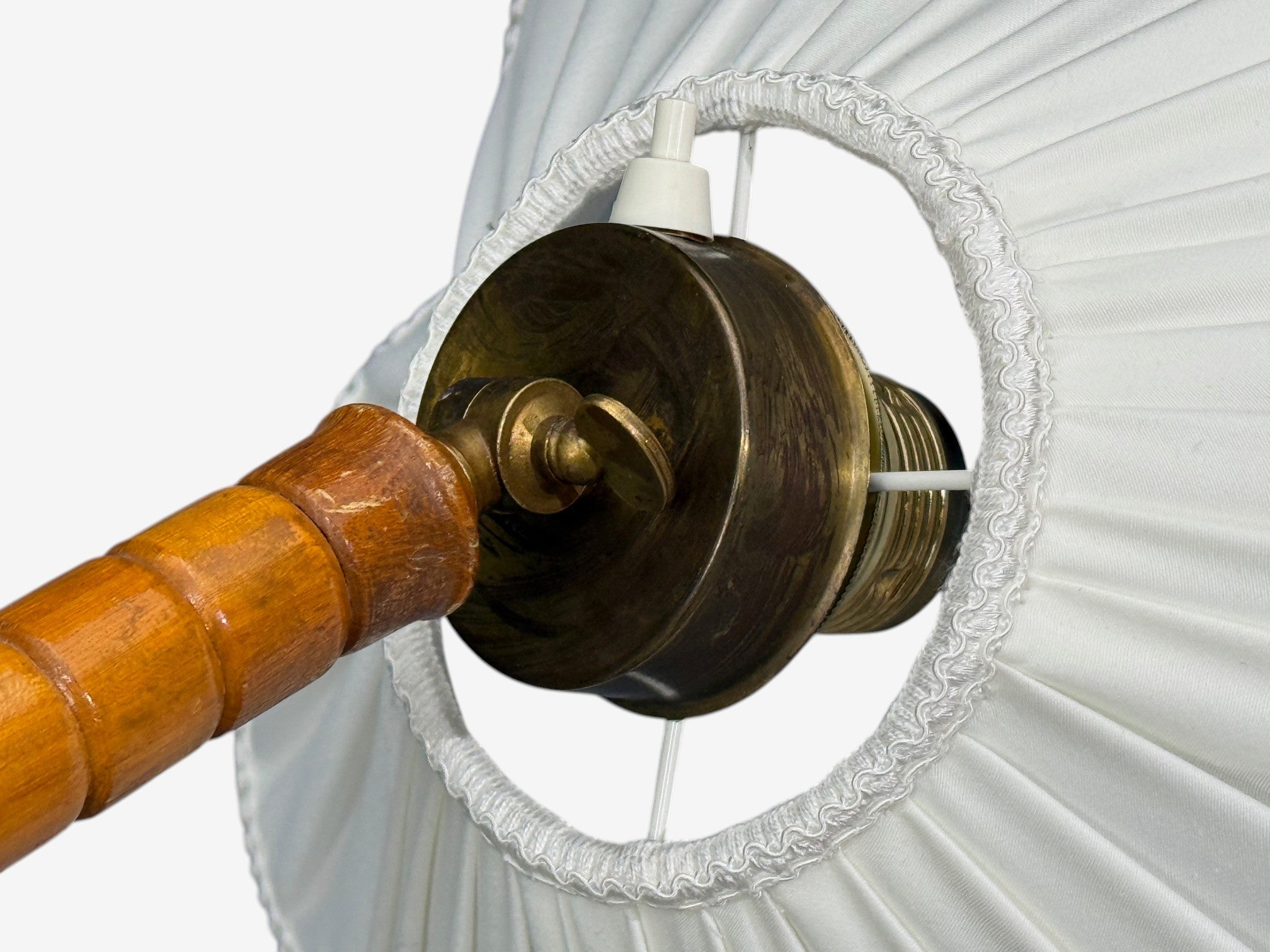 Swedish Modern, Organic Floor Lamp, Wood, Silk, Sweden, 1930s