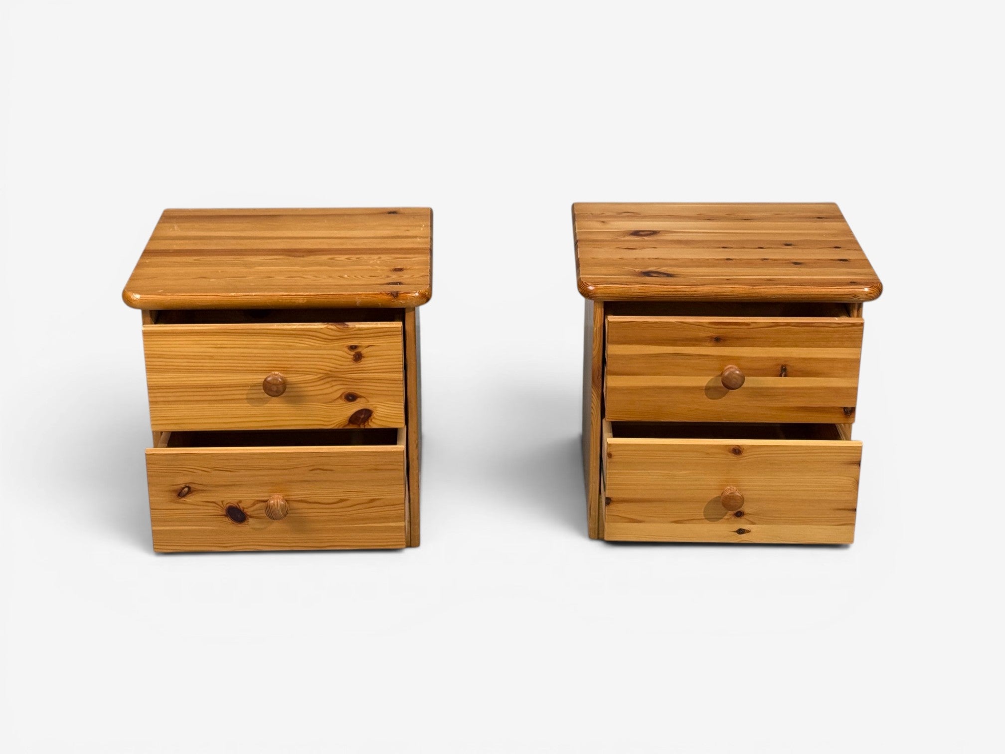 Swedish Modern, Nightstands, Pine, Sweden, 1970s