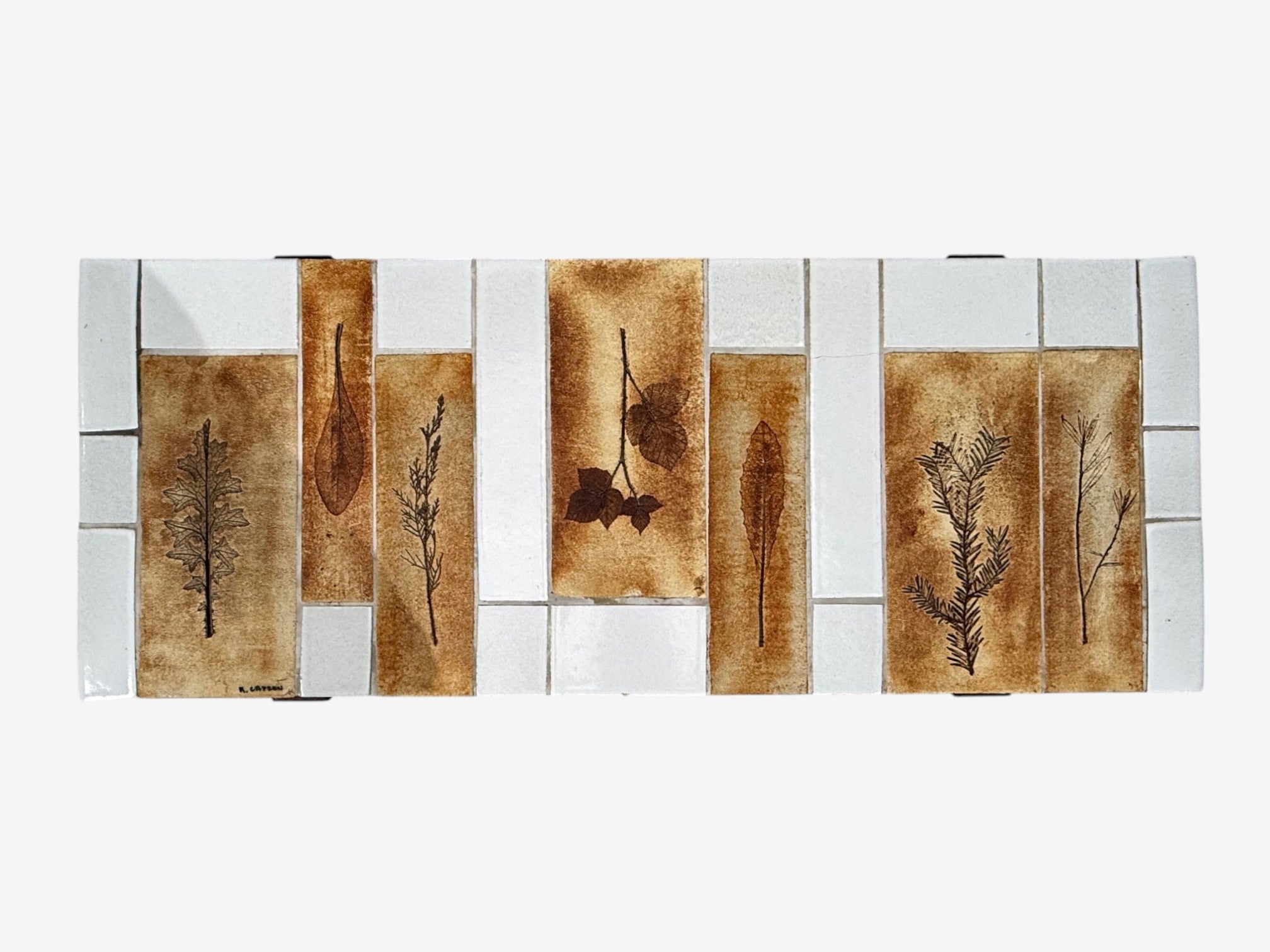 Roger Capron, Low Coffee Table, Tile, Stained Wood, France, 1970s