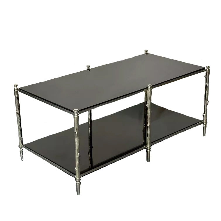 Modern Two Tier Maison Bagues Style Coffee / Low Table, Black Granite