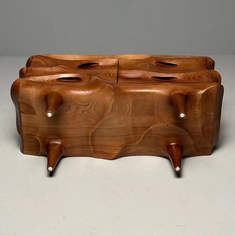 Contemporary, Modern Sculptural Cabinets, Stained Ash Wood, 21st c.