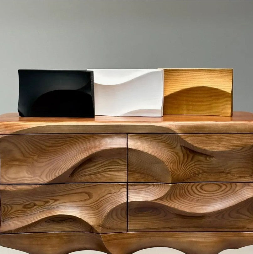 Contemporary, Modern Sculptural Cabinets, Stained Ash Wood, 21st c.