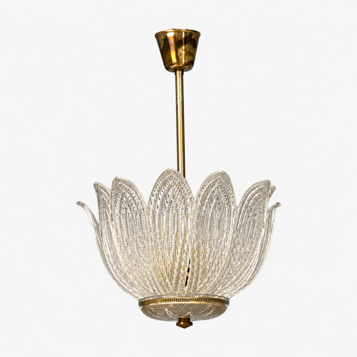 Carl Fagerlund, Tulip Chandelier, Molded Glass, Brass, Sweden, 1960s