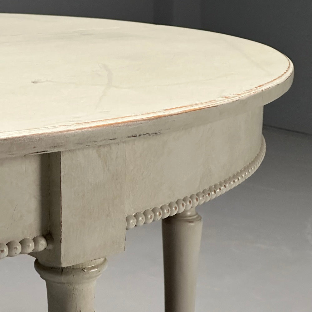 Gustavian, Swedish Dining Table, Gray Paint Distressed, Sweden, 1970s