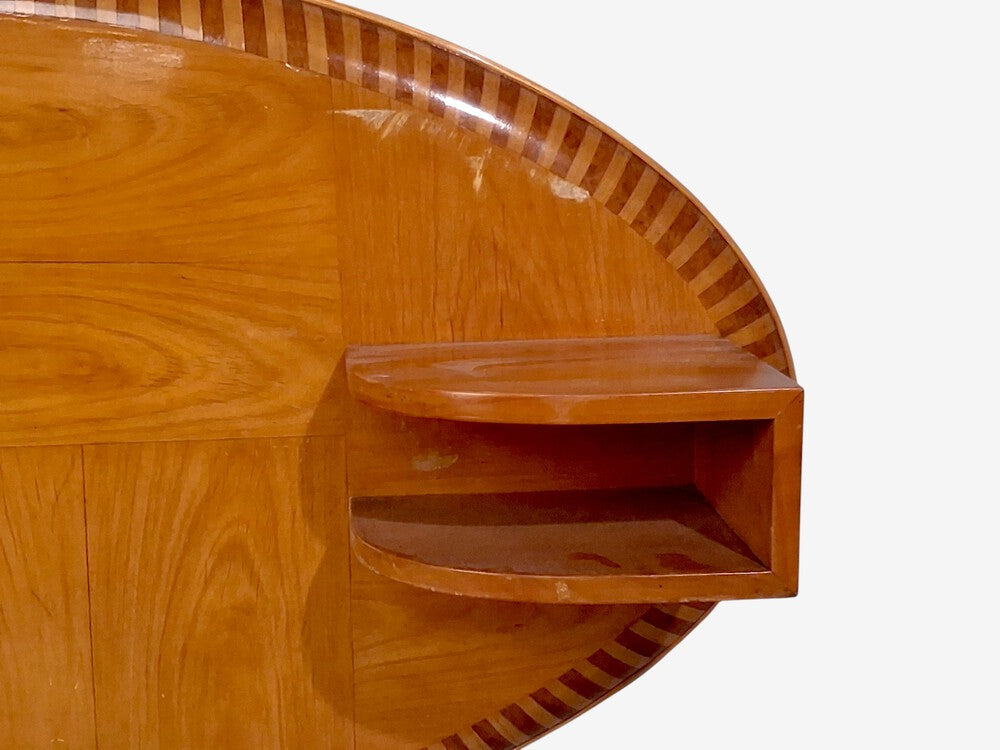 Italian Mid-Century Modern, Twin Bed with Shelf, Marquetry, Italy, 1950s