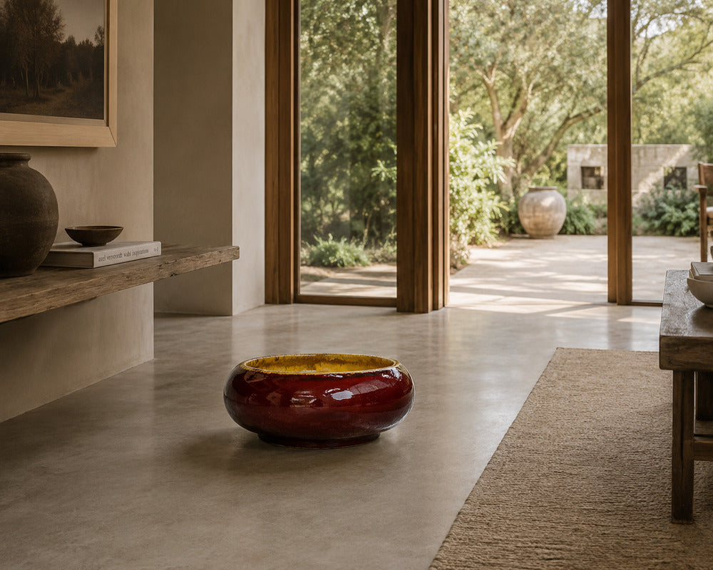 American Studio, Mid-Century Modern, Large Floor Pot, Red Ceramic Glaze, USA, 1970s