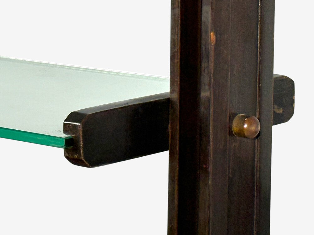 Italian Modern, Floor to Ceiling Bookcase, Stained Wood, Glass, Italy, 1940s
