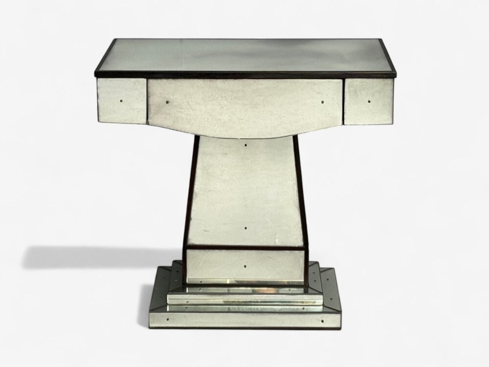 Mid-Century Modern Style, Painted Wood, Distressed Glass, Mirrored Nightstands