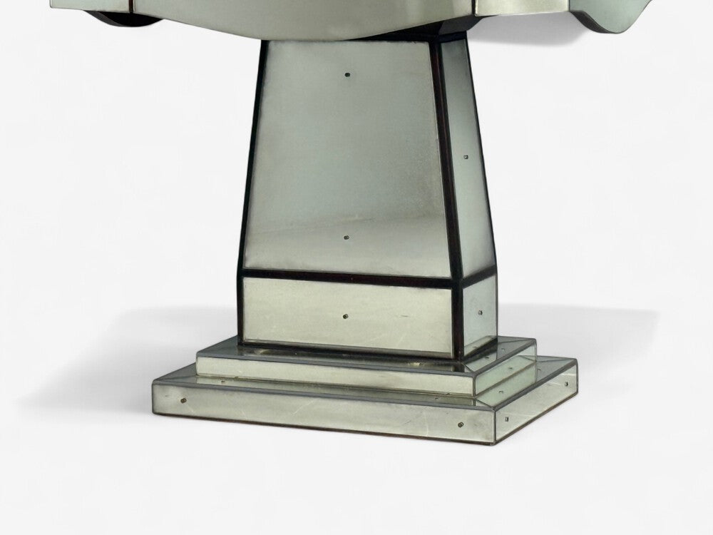 Mid-Century Modern Style, Painted Wood, Distressed Glass, Mirrored Nightstands