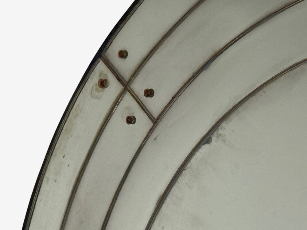 Art Deco Style, Antique Glass, Painted Wood, Round Venetian Wall Mirror