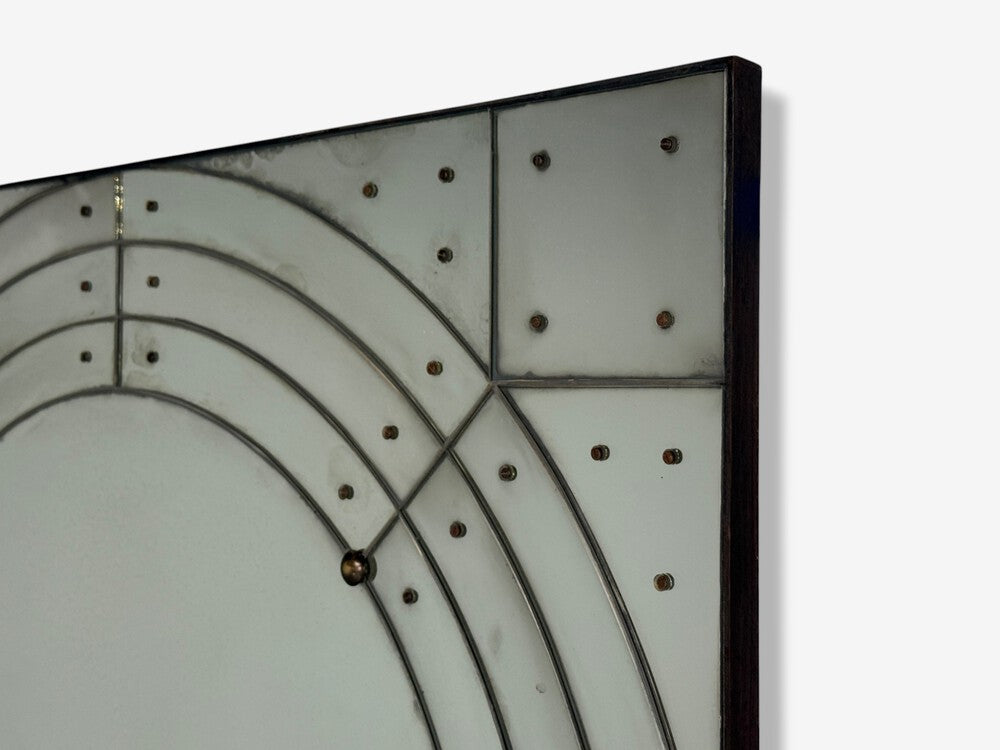 Art Deco Style, Antique Glass, Painted Wood, Square Venetian Wall Mirror