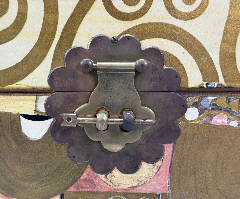 Austrian Mid-Century Modern, Gustav Klimt Style Wallpaper, Hinged Storage Box, 20th c.