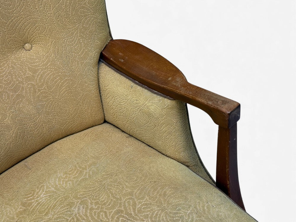 Danish Modern, Lounge Chair, Fabric, Stained Wood, Denmark, 1940s