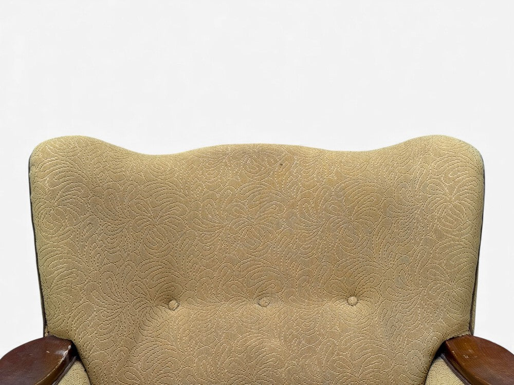 Danish Modern, Lounge Chair, Fabric, Stained Wood, Denmark, 1940s