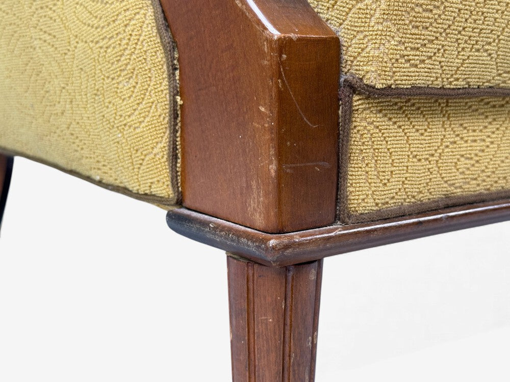 Danish Modern, Lounge Chair, Fabric, Stained Wood, Denmark, 1940s
